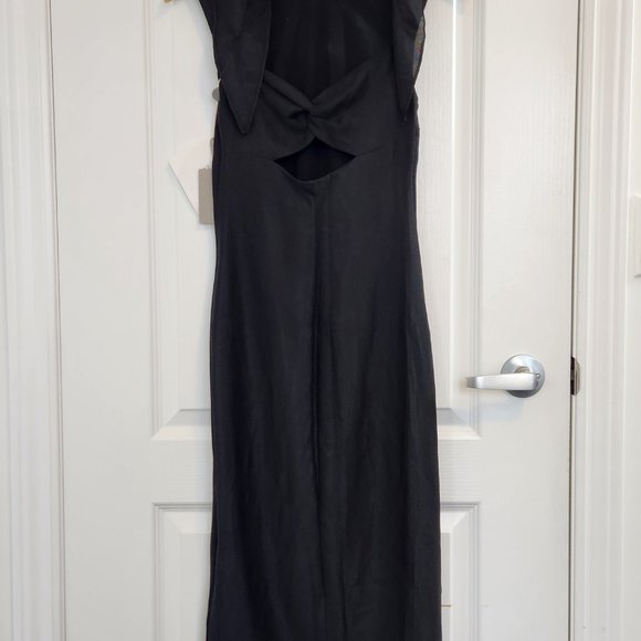 NWT Tom Ford Double Layer Mesh Cowl Neck Cut Out Back Fitted Black Dress 38 - Picture 3 of 10